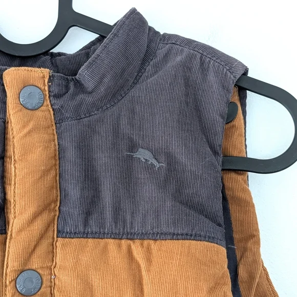 Tommy Bahama Kids Tan / Black Corduroy Puffer Vest ~ Size L 10-12 - Picture 3 of 11